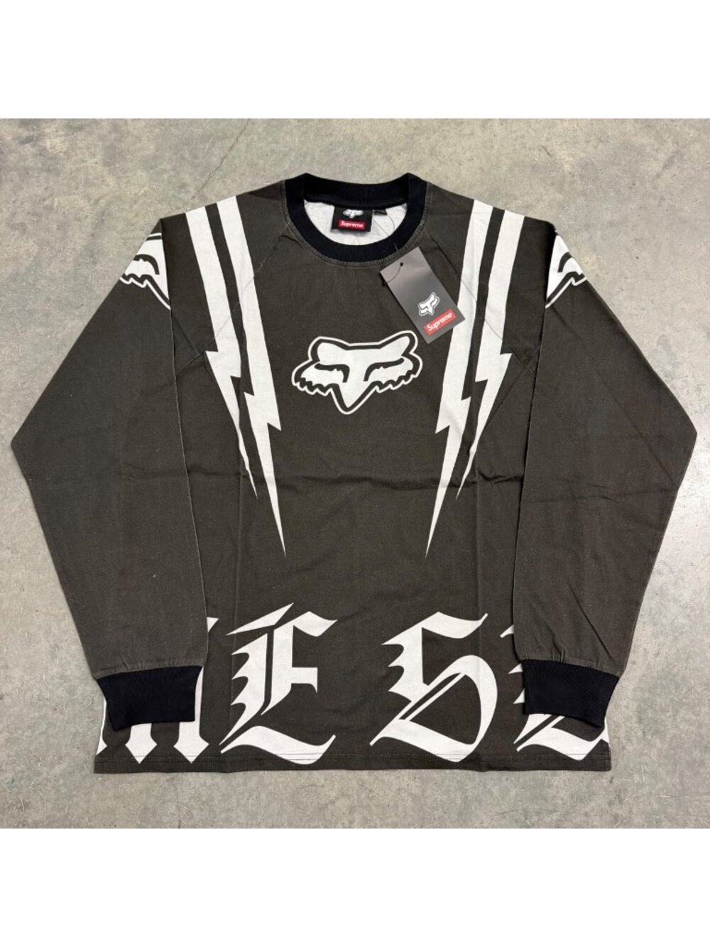 Supreme X Fox Racing Black Long Sleeve Tee Lightning Graphic Small